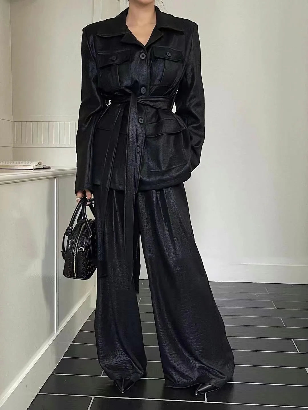 Top and Casual Wide Leg Pants Set