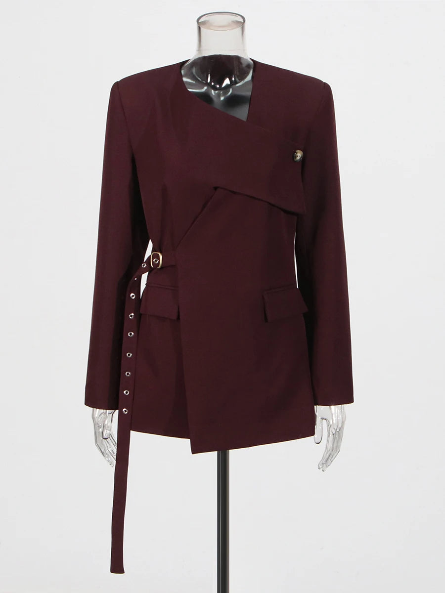 V Neck Long Sleeve Slimming Blazer