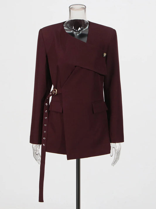 V Neck Long Sleeve Slimming Blazer
