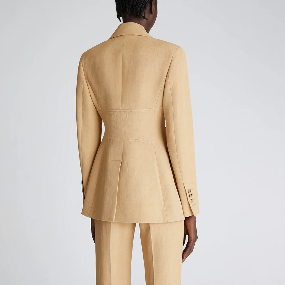 Solid Belt Slim Blazer