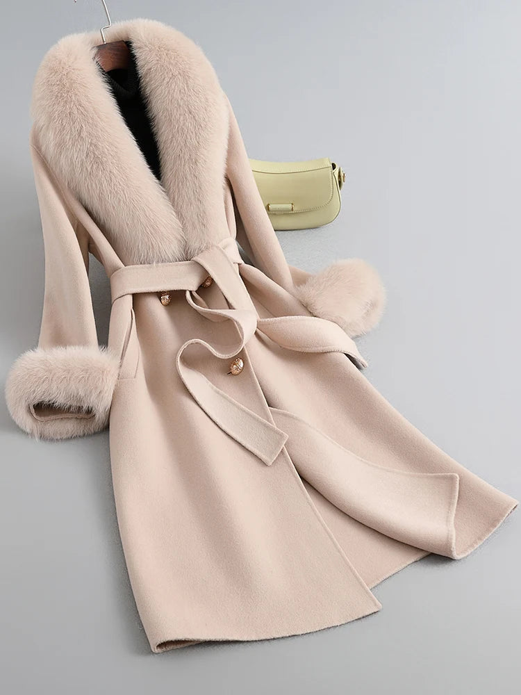 Fox Fur Collar Mid-Length coat