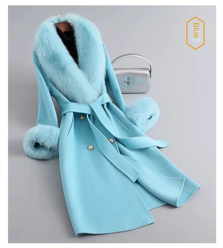 Fox Fur Collar Mid-Length coat