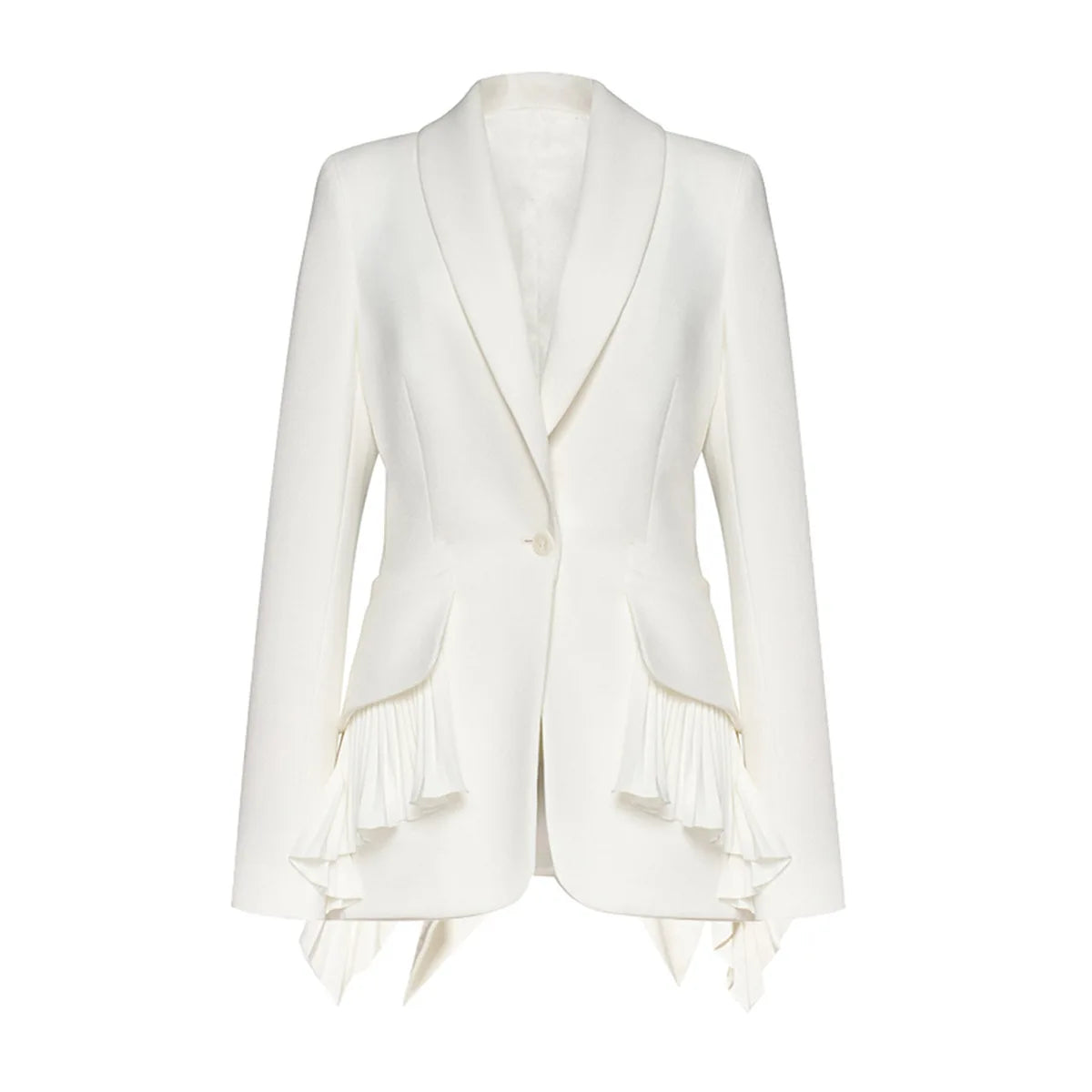 Blazer White Tailored Ruffled Suit