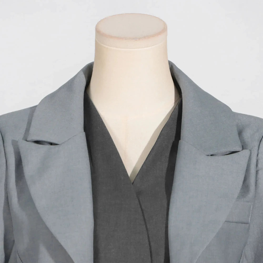 Gray Stylish Long-Sleeve Blazer