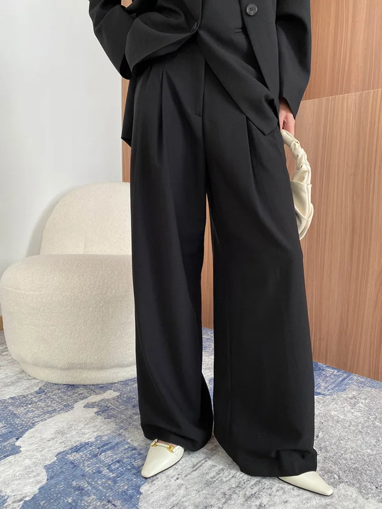 3 Piece Set V-neck Single Breasted Vest Solid Color Blazer With High Waist Pants