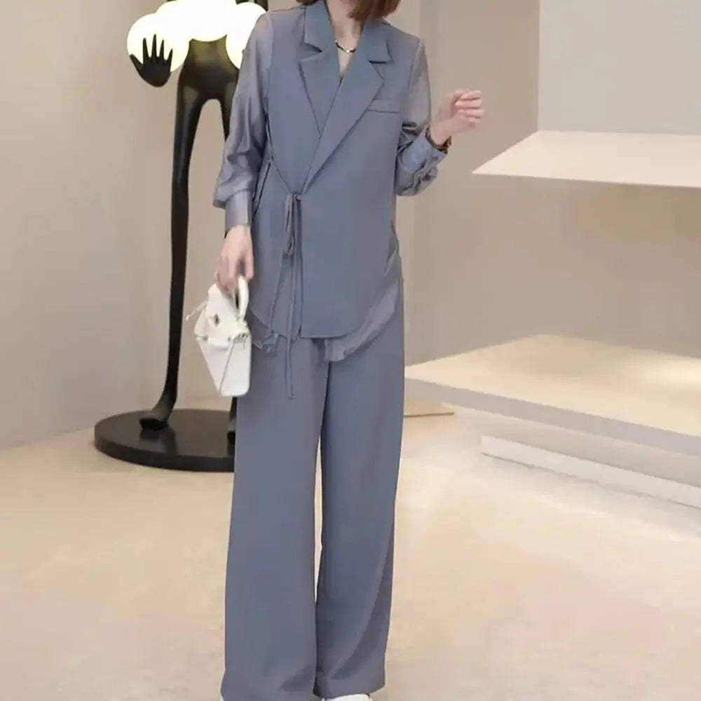 Casual Suit +Wide Leg Pants