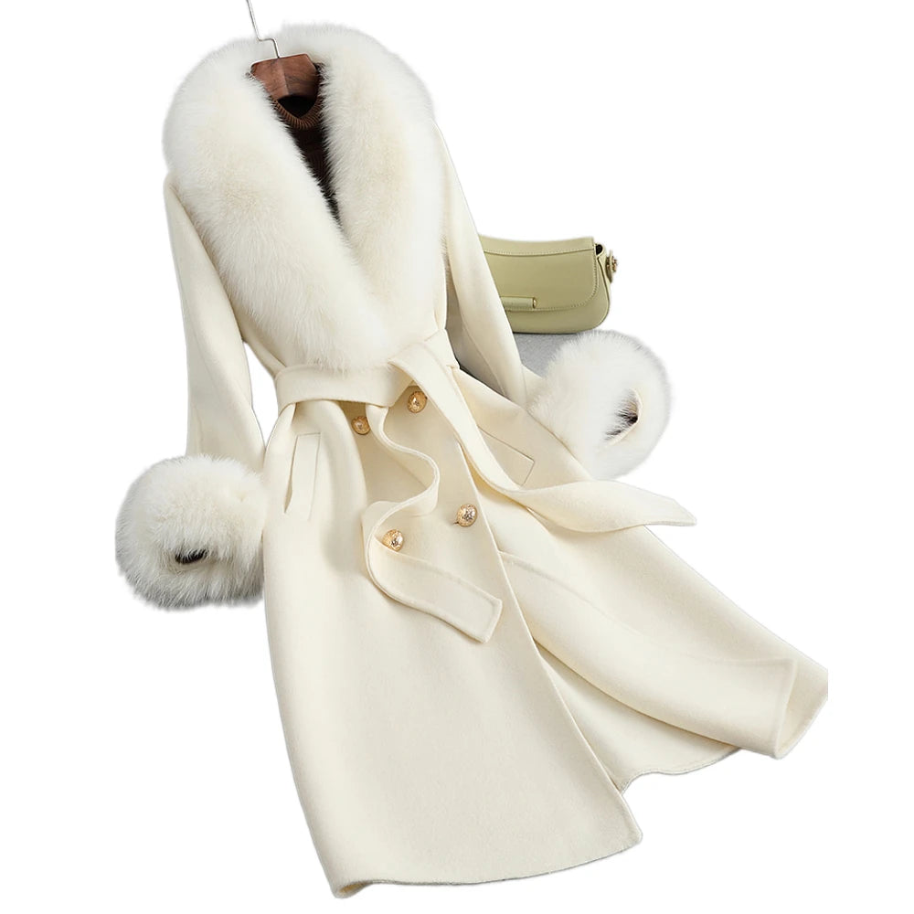 Fox Fur Collar Mid-Length coat