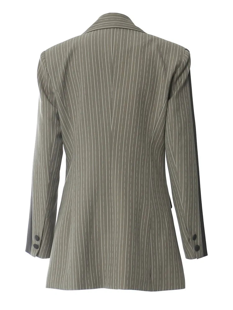 Striped Double-breasted Design Chic Blazer