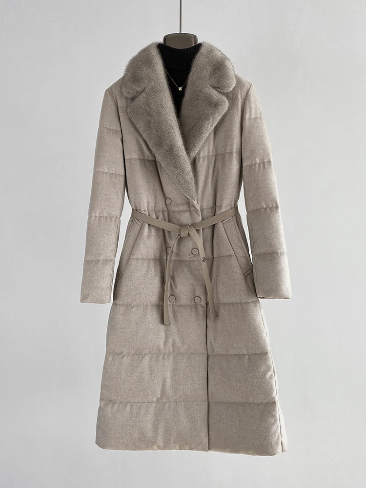 Jackets Real Natural Mink Fur Collar Long