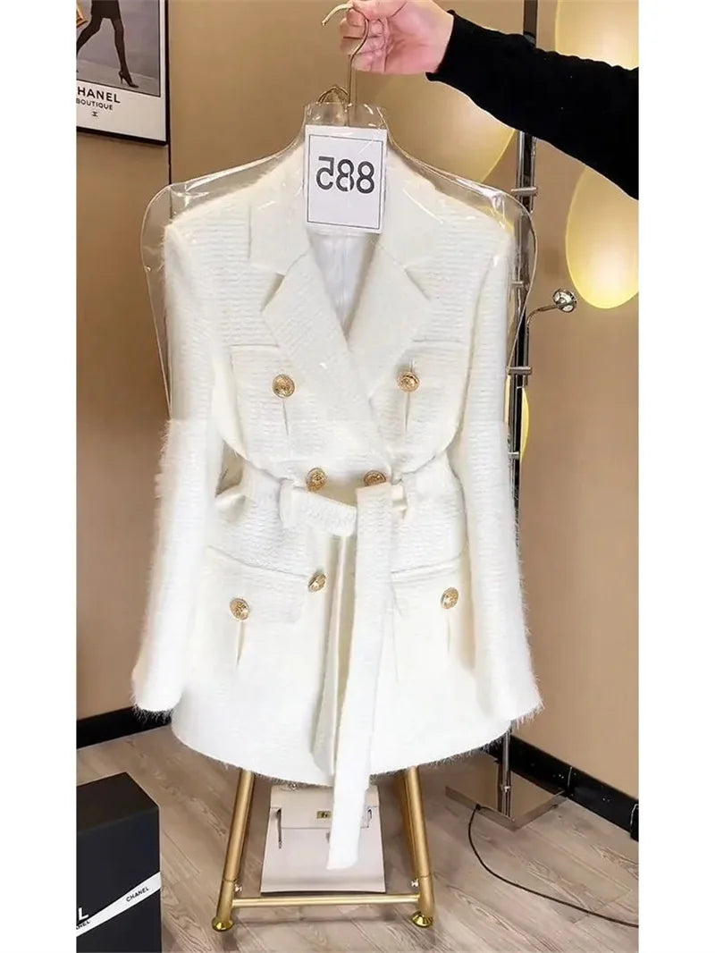Korean Style tie Waist Slimming Suit Jacket