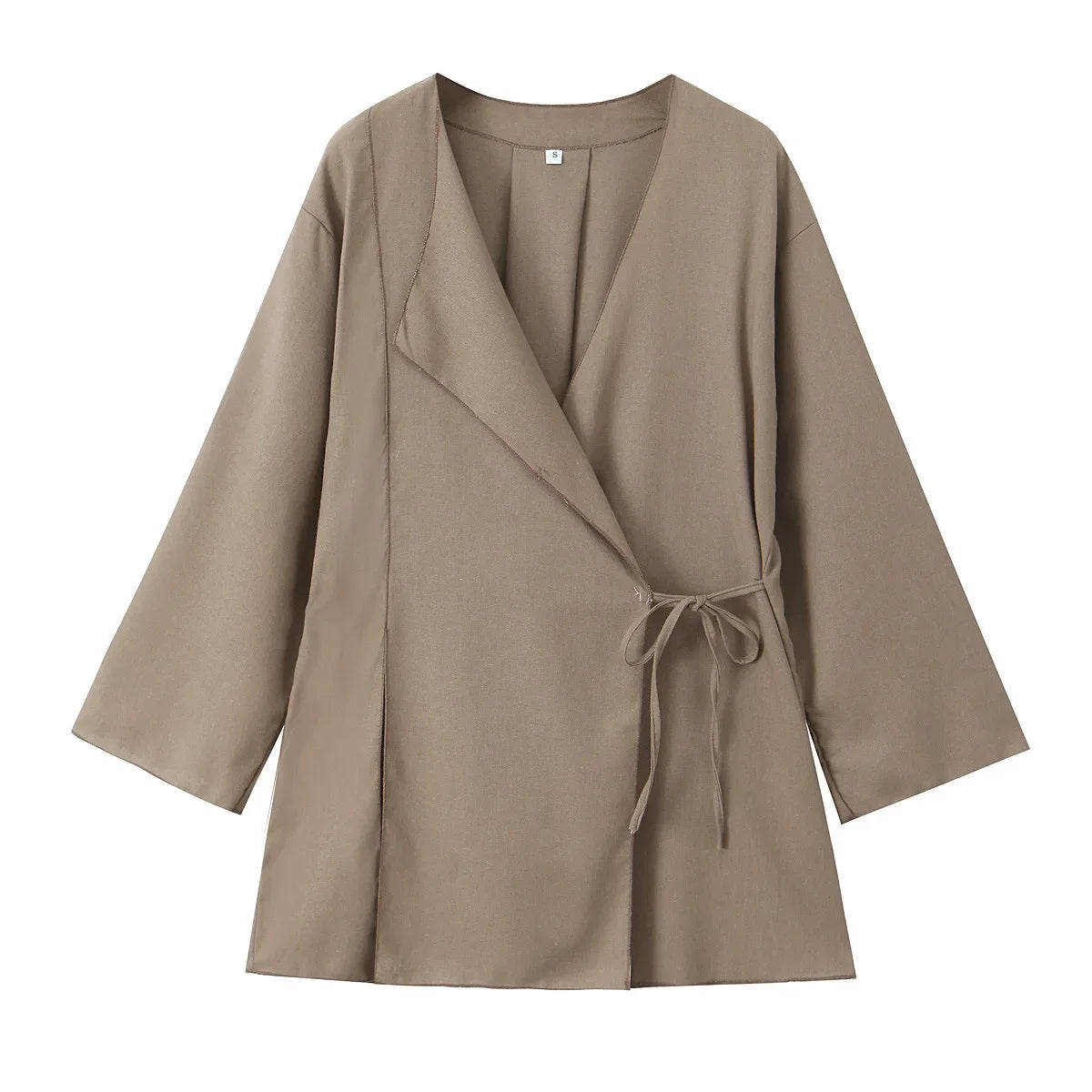 Vintage Loose Suits Long Sleeve V Neck Linen