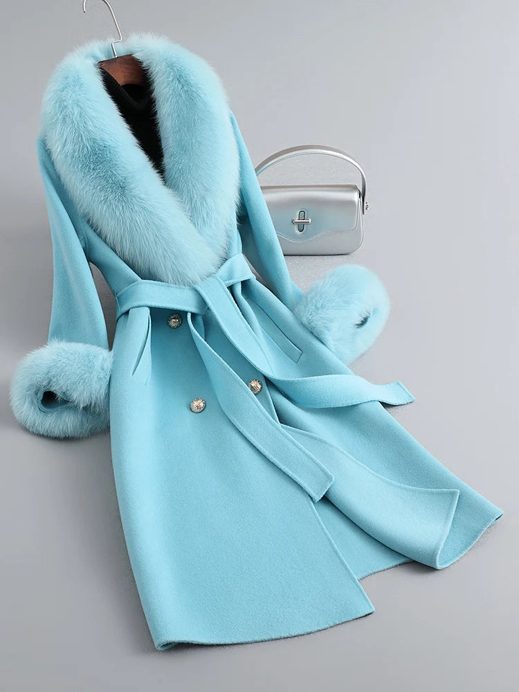 Fox Fur Collar Mid-Length coat