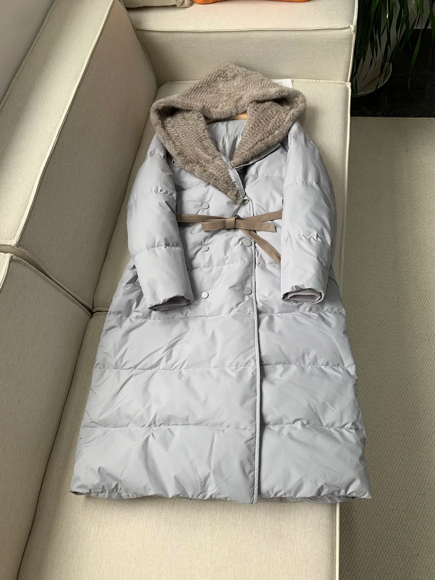 Hood Long Goose Down Jacket Women