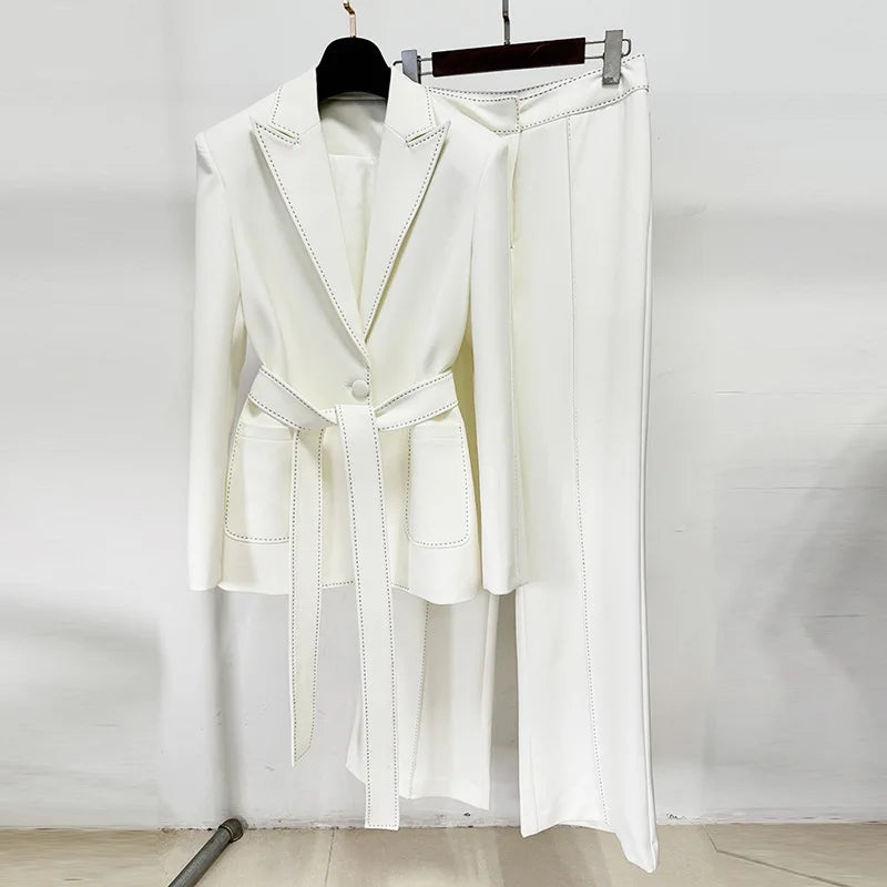 Beaded String Decorative Belt Loose Pants Two-piece Set