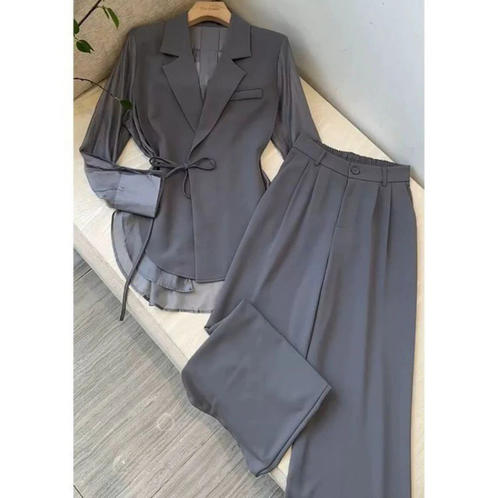 Casual Suit +Wide Leg Pants