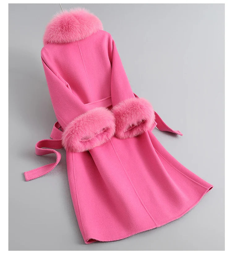 Fox Fur Collar Mid-Length coat