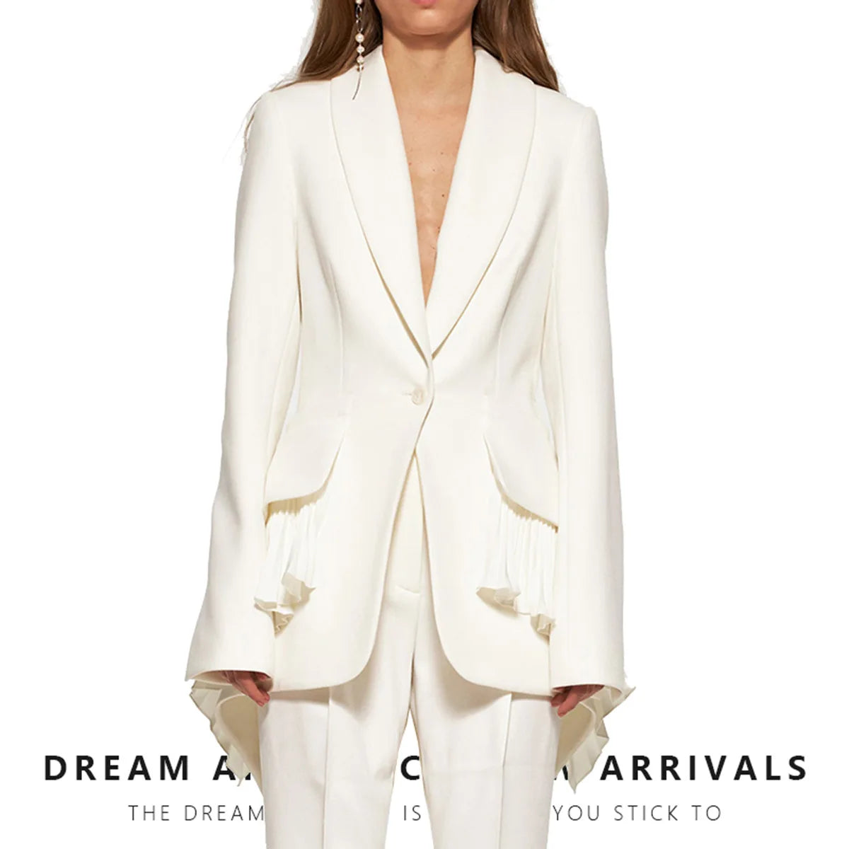 Blazer White Tailored Ruffled Suit