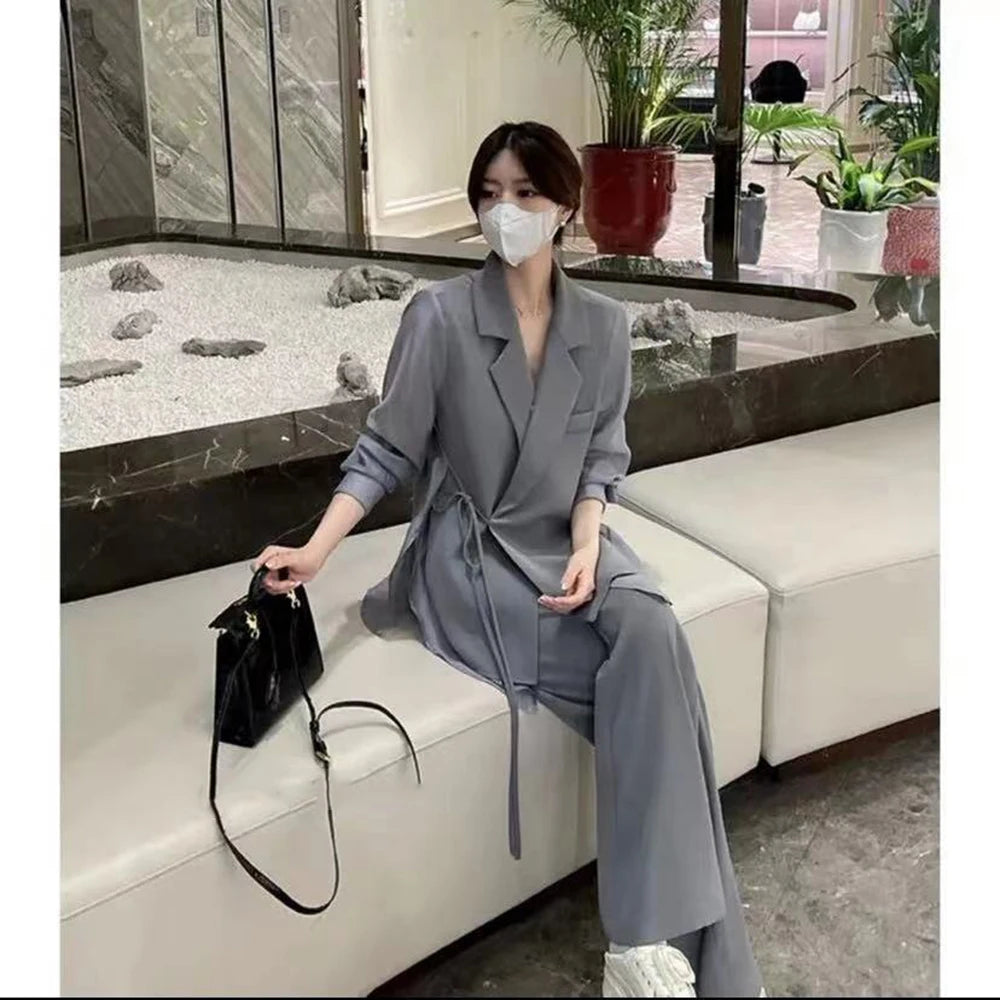 Casual Suit +Wide Leg Pants