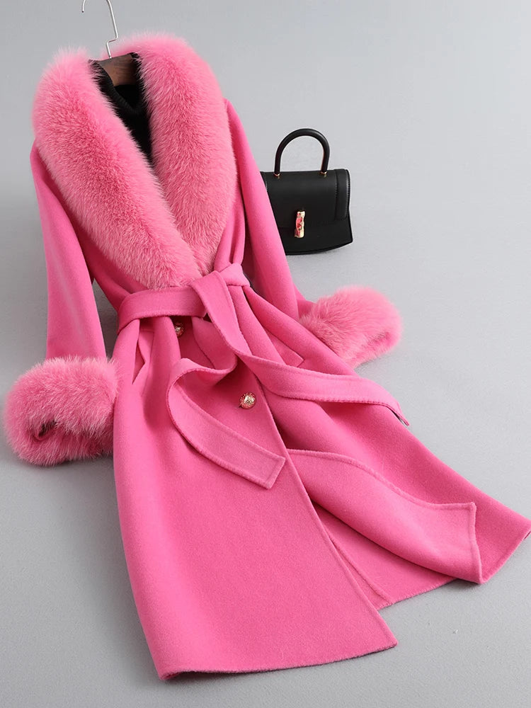 Fox Fur Collar Mid-Length coat