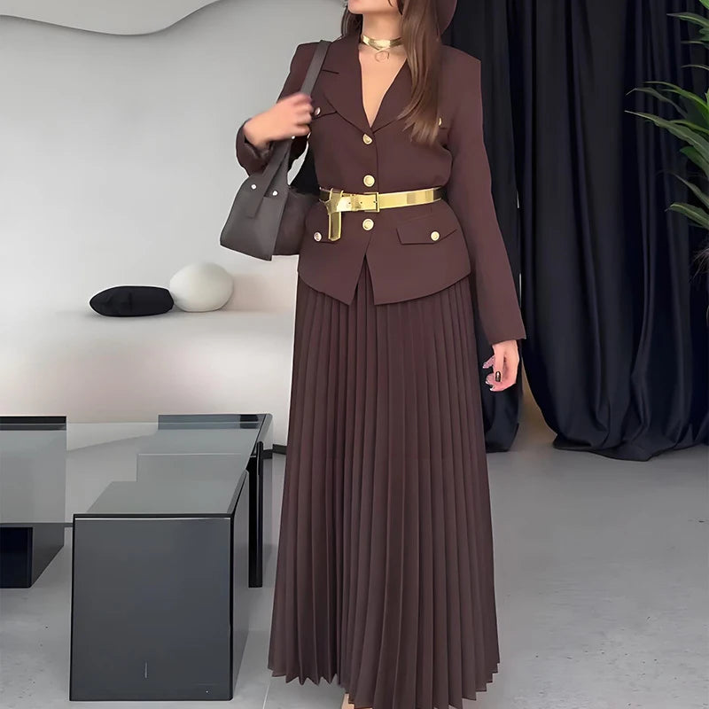 Blazers& Pleat Skirts Outfits