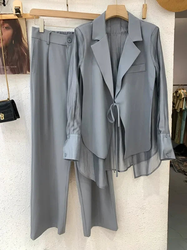 Summer Suit Wide Leg Pants Two Piece