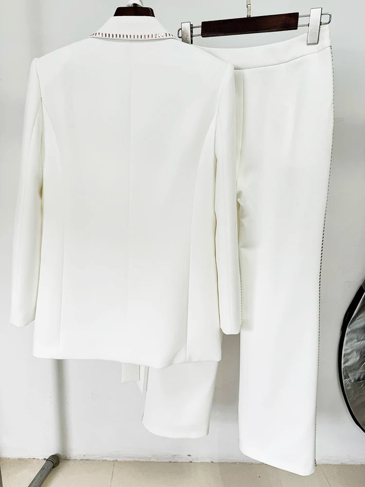 Button Blazer Pants Set 2pcs