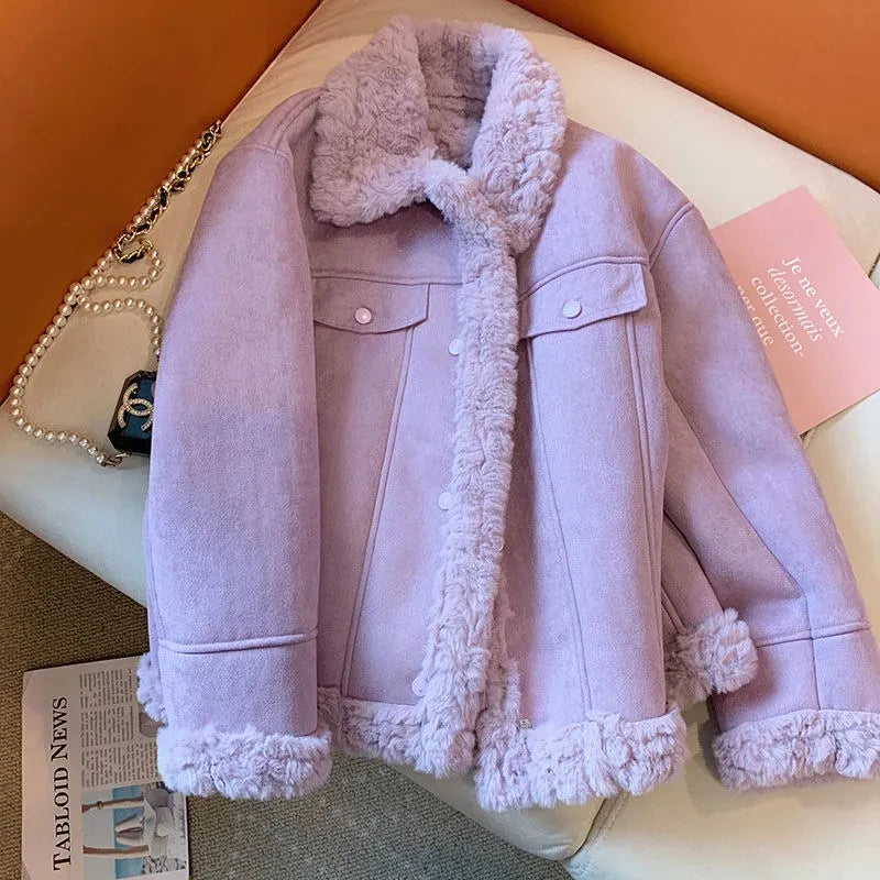 Purple Fur Coat jaket