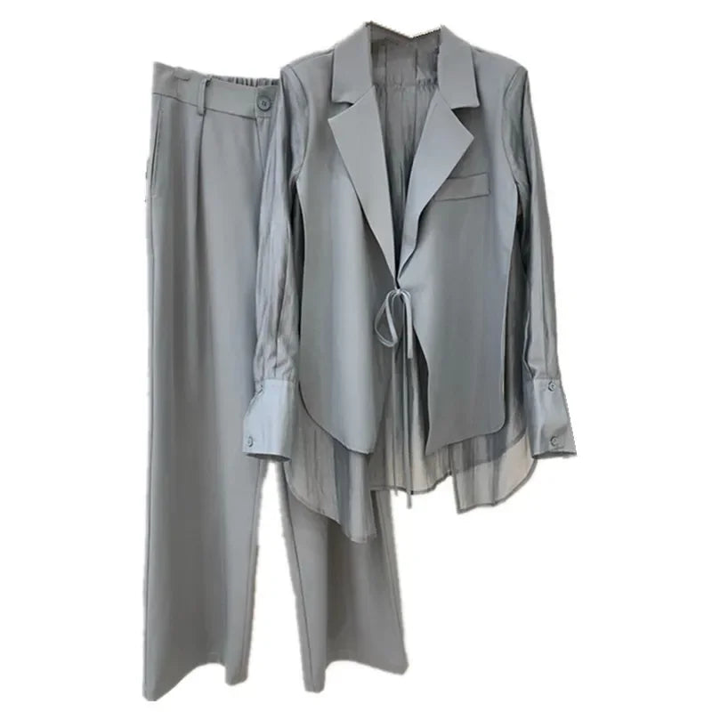 Summer Suit Wide Leg Pants Two Piece