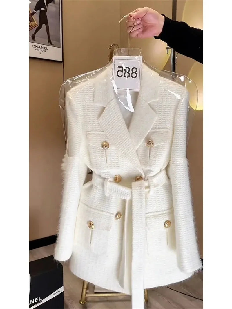 Korean Style tie Waist Slimming Suit Jacket