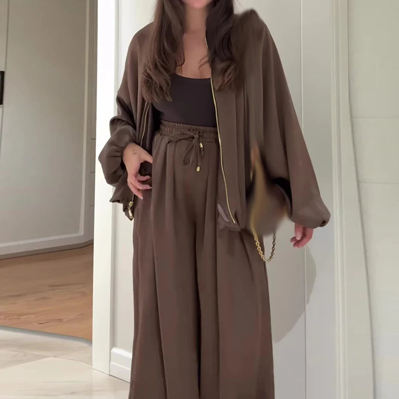Outfits Casual Long Sleeve Coats & Long Pant Suits 2 pieces