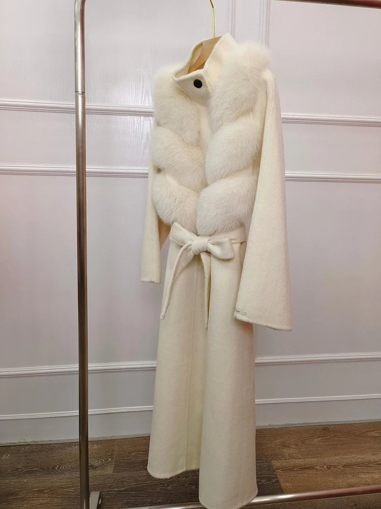 Coat Women Natural Fox Fur Jacket Long