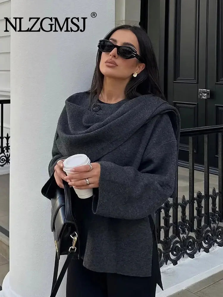 Scarf Coat Long Sleeve Streetwear Causal Coats