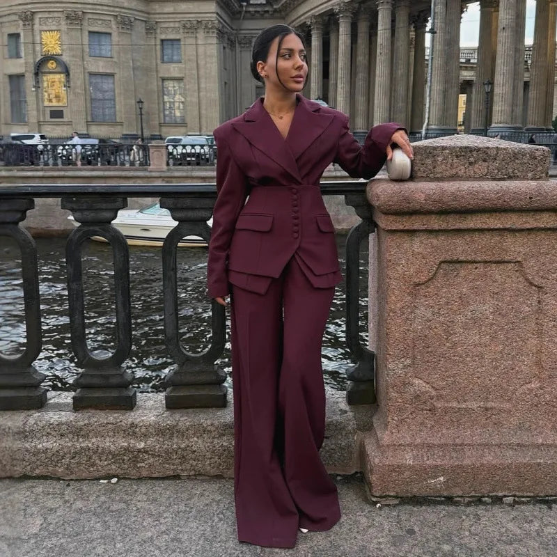 Blazer Wide Leg Pants Suit Elegant Wear 2026 Outfit