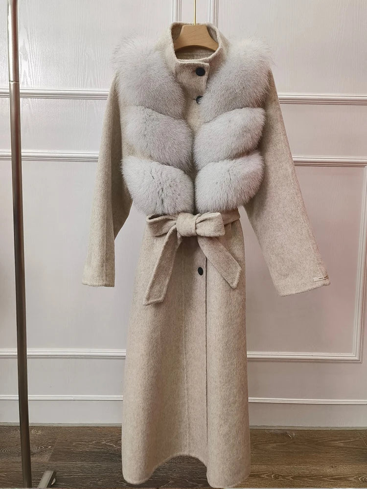 Coat Women Natural Fox Fur Jacket Long