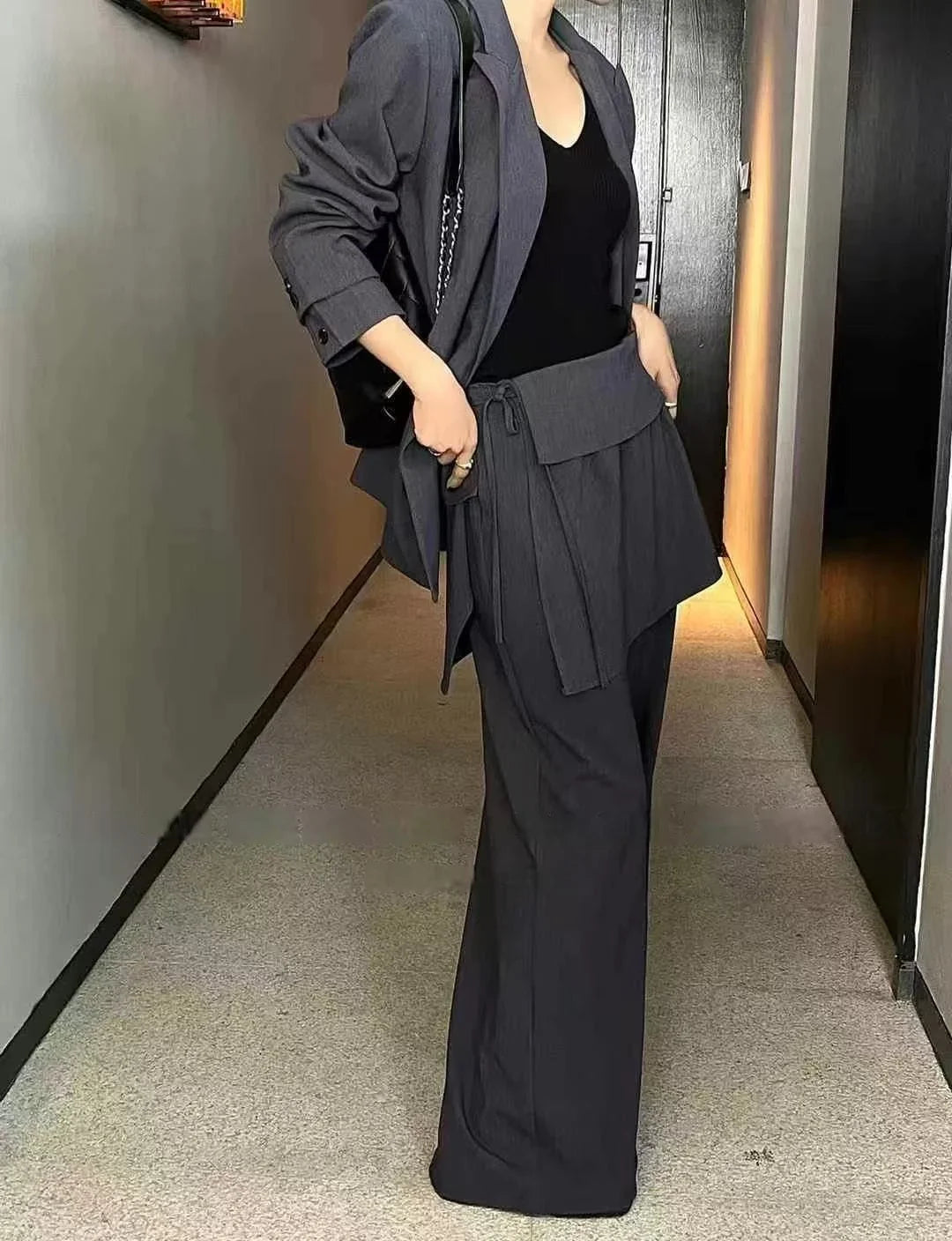 Waist Cinching Design Two-piece Set