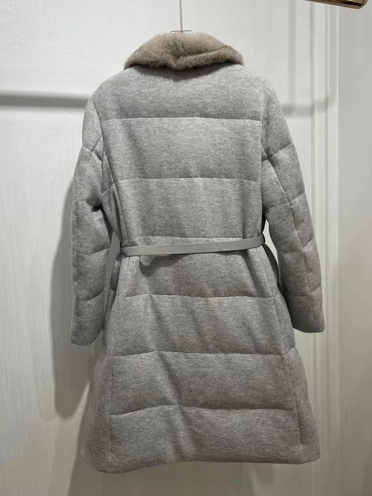 Jackets Real Natural Mink Fur Collar Long