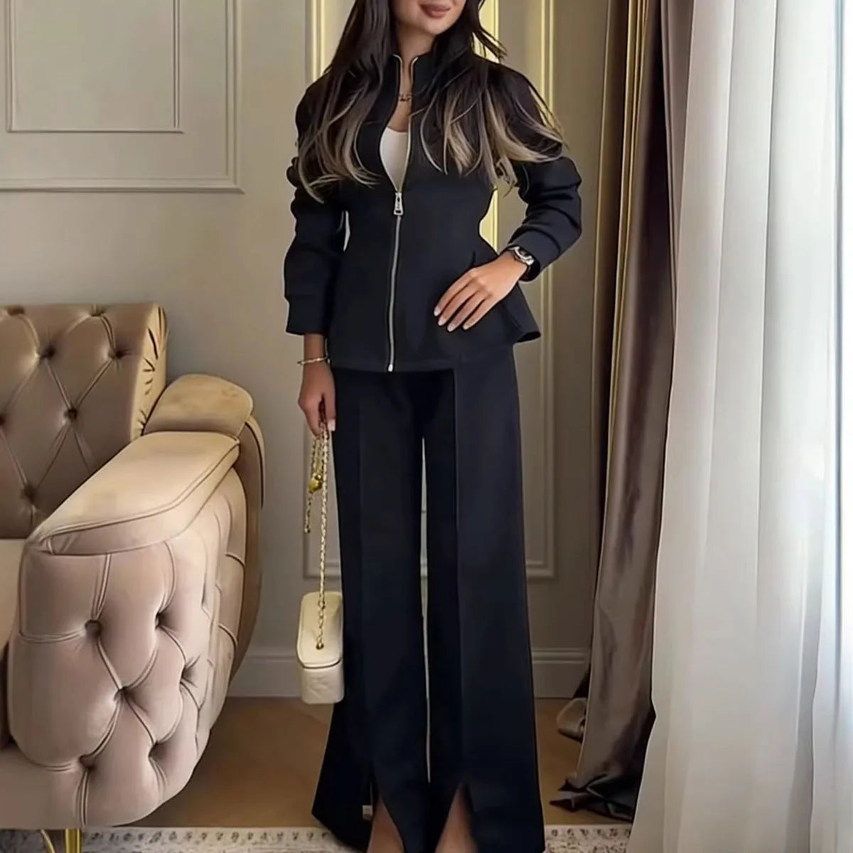 Set Elegant Commute Fashion Two Piece Outfit