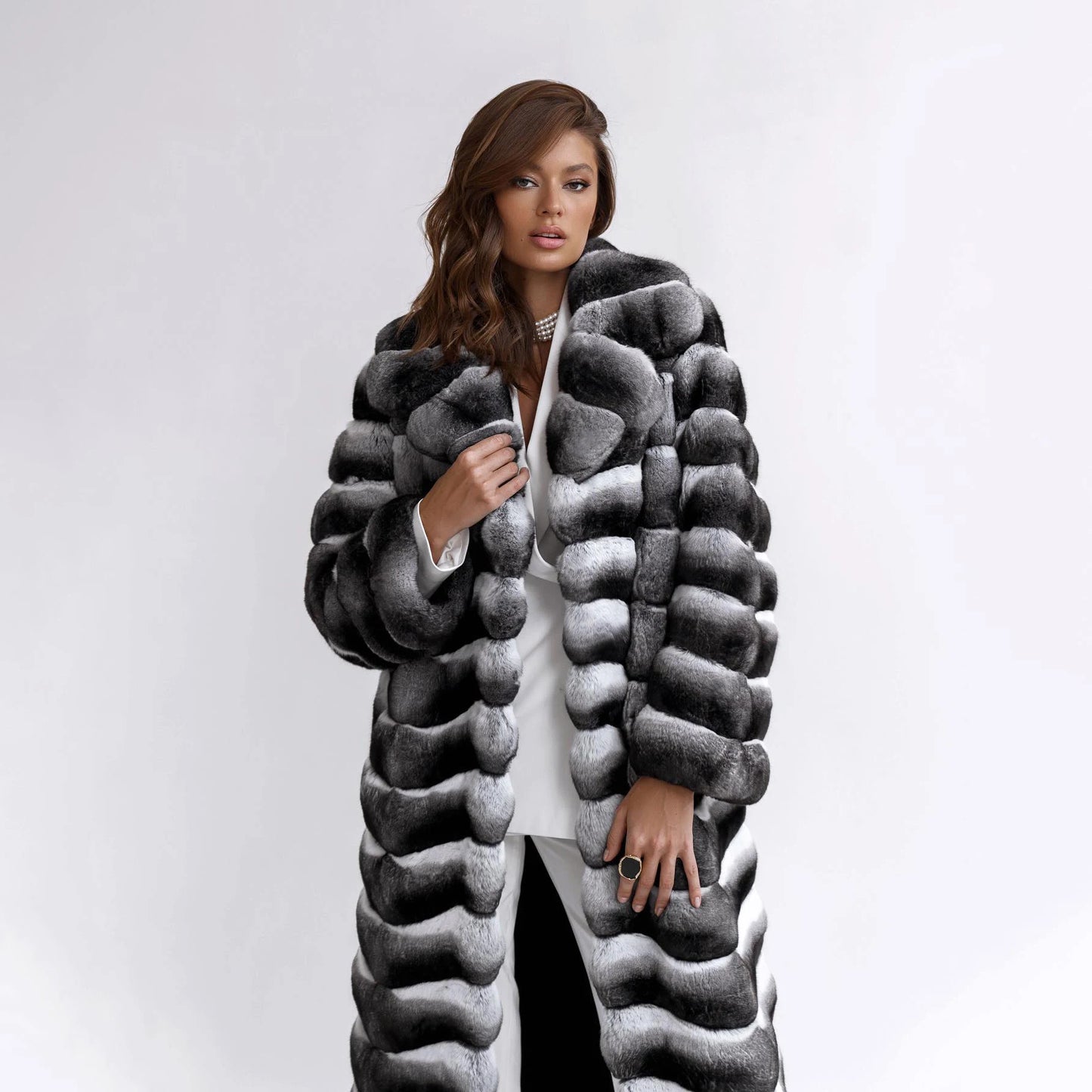 Winter New Real Rex Rabbit Fur Coat