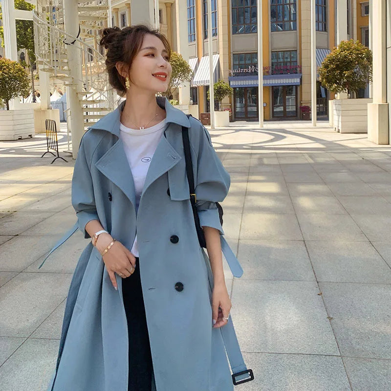 coats Korean Blue Gabardina