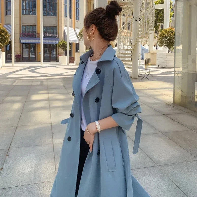 coats Korean Blue Gabardina