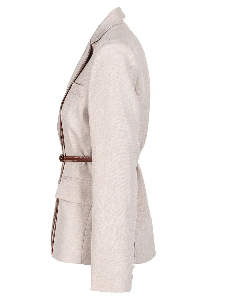 Leather Belted Short Blazer
