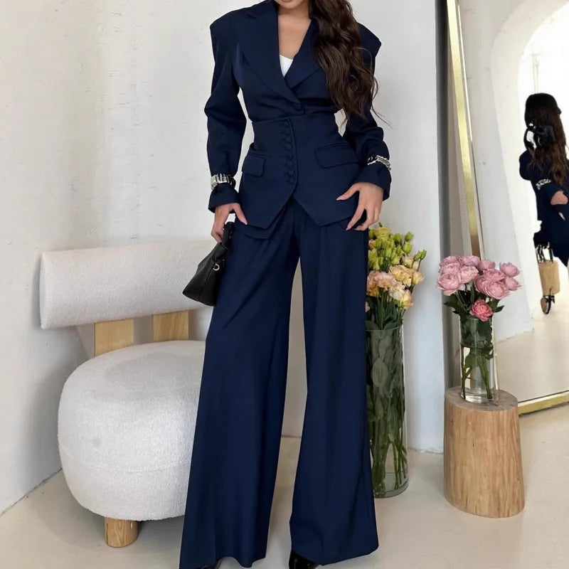 Blazer Wide Leg Pants Suit Elegant Wear 2026 Outfit