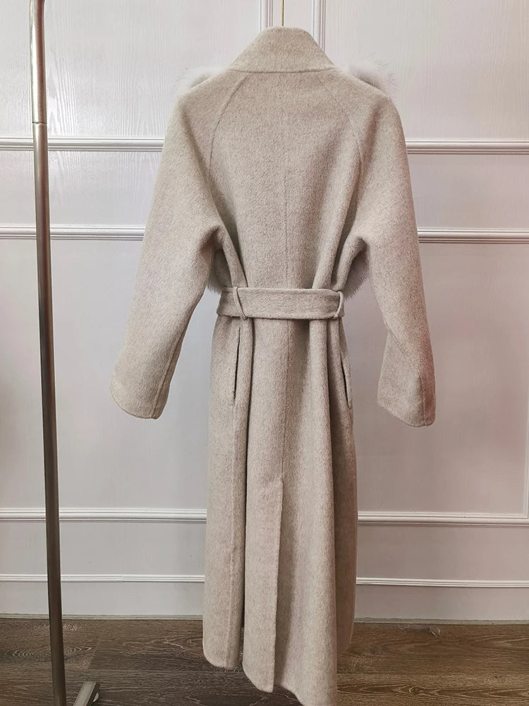 Coat Women Natural Fox Fur Jacket Long