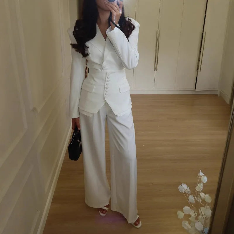 Blazer Wide Leg Pants Suit Elegant Wear 2026 Outfit