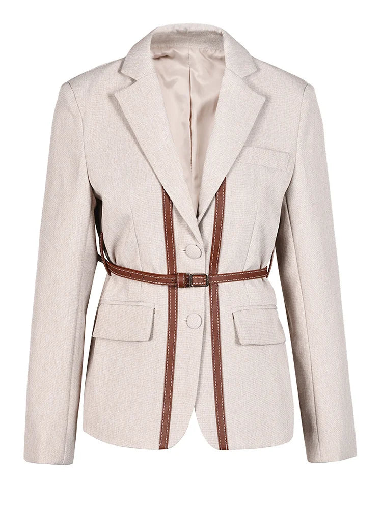 Leather Belted Short Blazer