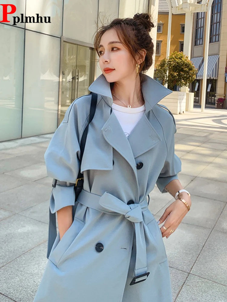 coats Korean Blue Gabardina