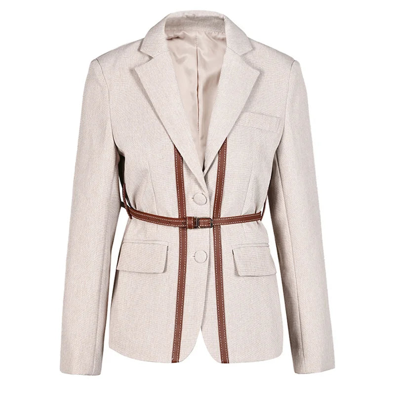 Leather Belted Short Blazer