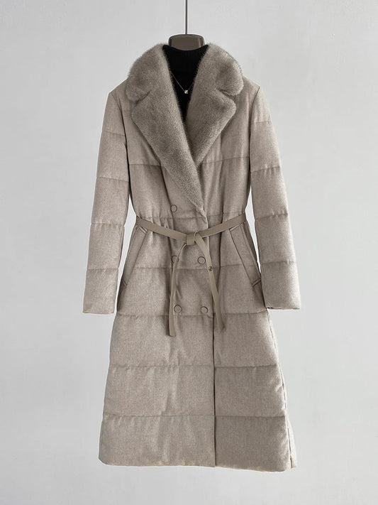 Jackets Real Natural Mink Fur Collar Long
