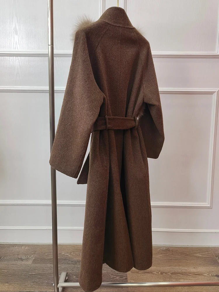 Coat Women Natural Fox Fur Jacket Long