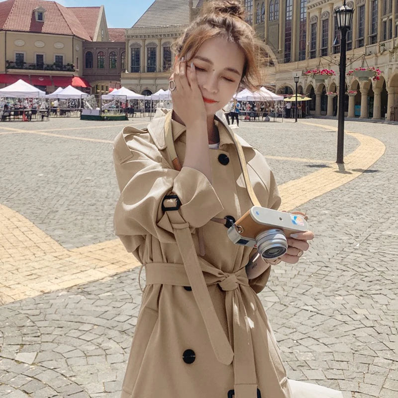 coats Korean Blue Gabardina